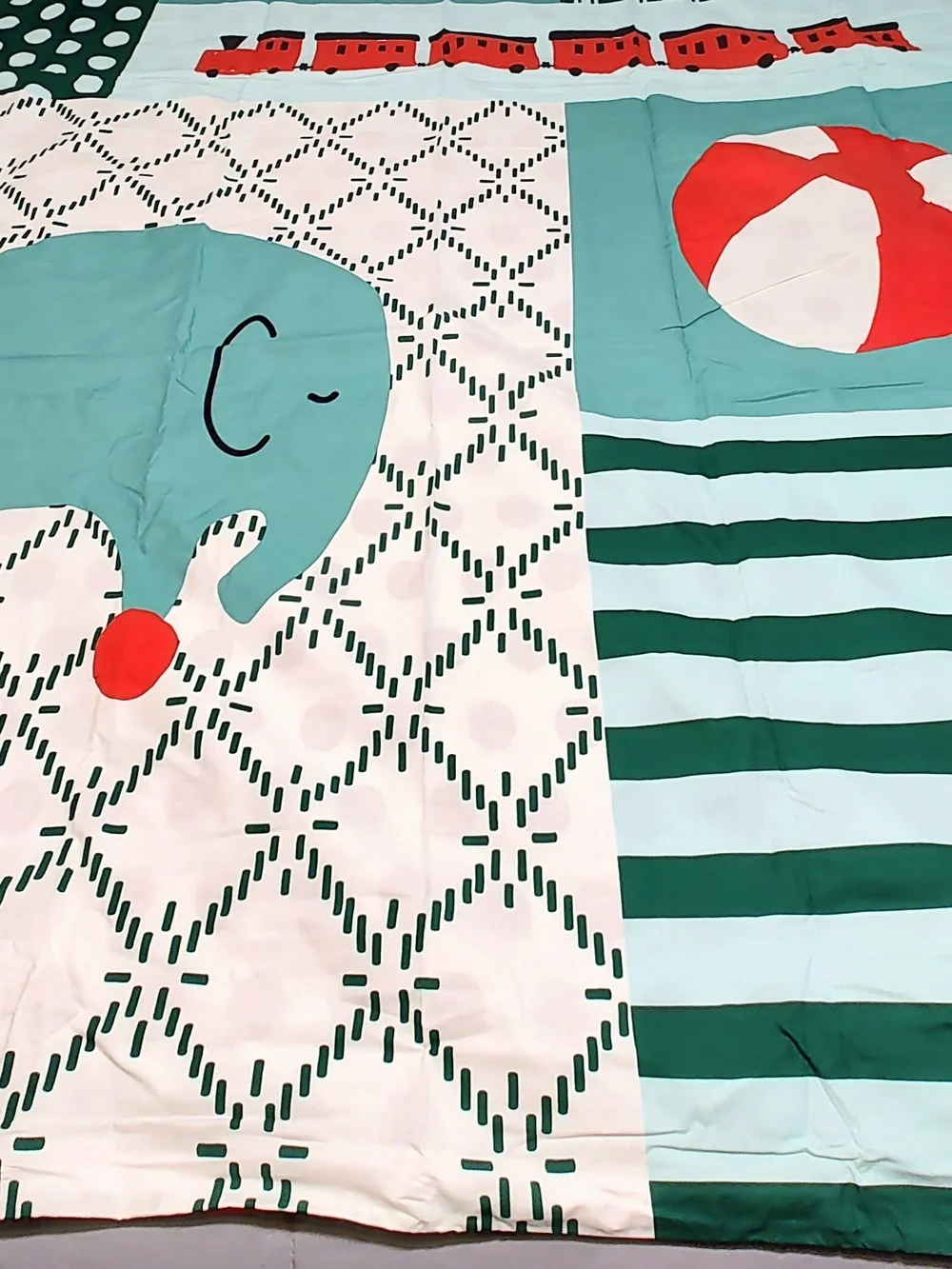 IKEA Kapphast Kids Twin Patchwork Duvet Cover Ball Bike Bear Elephant